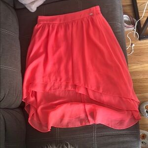 Guess Orange Red Midi A-Line Skirt